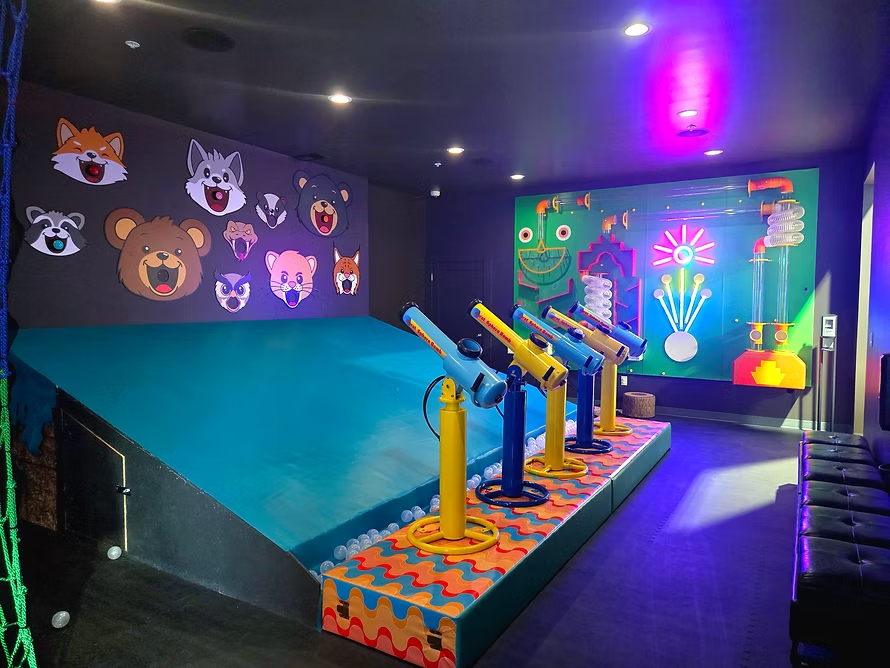 Colorful indoor obstacle course and sports play zone at Funrise